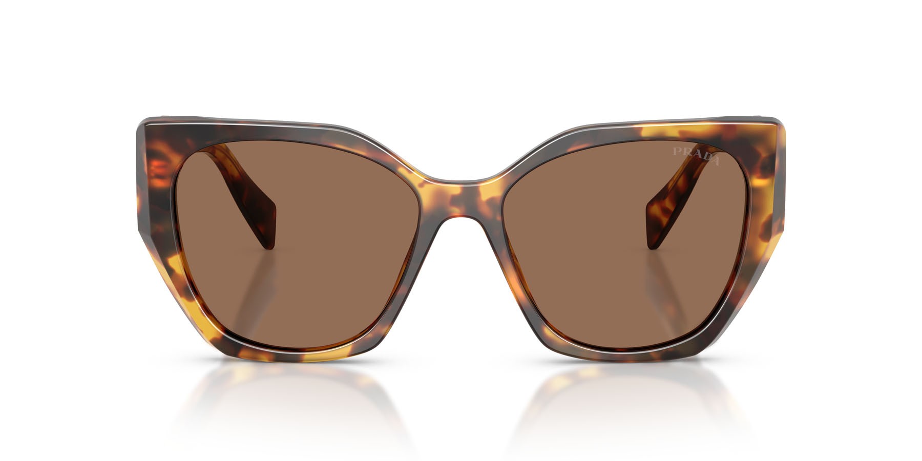 Sunglasses Prada PR 19ZS (14L06B) color miele tartarugato shape square lenses marrone scuro