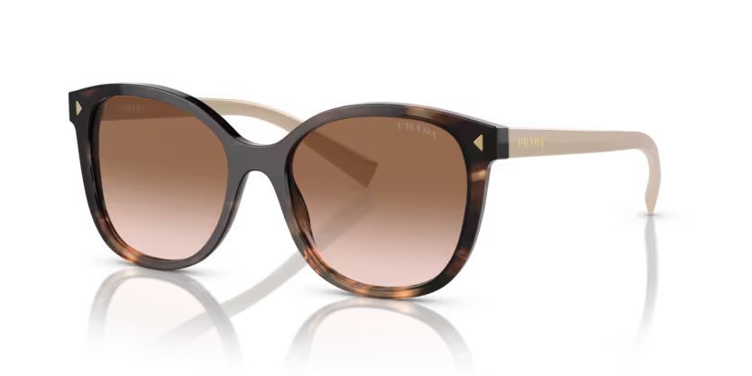 Sunglasses Prada PR 22ZS (07R0A6) color caramello tartarugato shape square lenses marrone sfumato