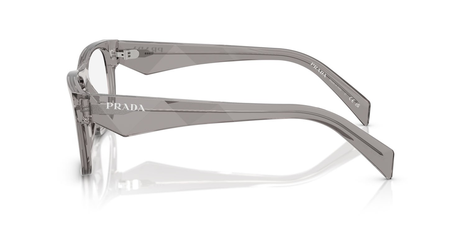 Eyeglasses Prada PR 22ZV (16Z1O1) color grigio scuro trasparente shape square lenses lente demo