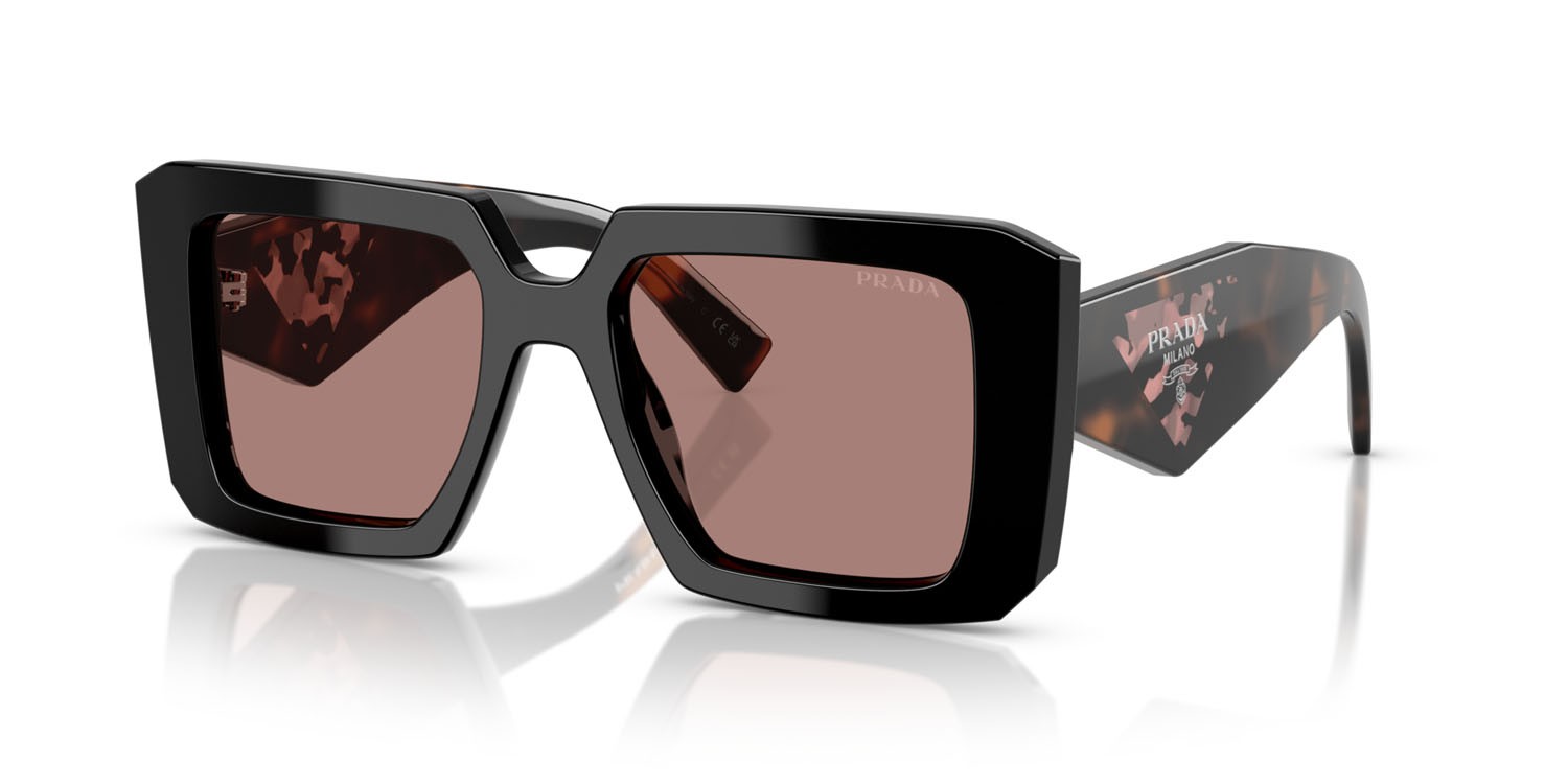 Sonnenbrillen Prada PR 23YS (27B60B) farbe nero form quadratisch gläser marrone chiaro