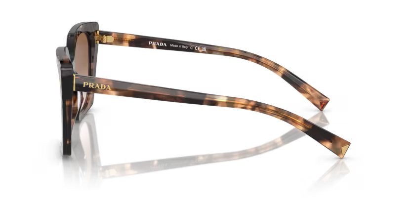 Sunglasses Prada PR 23ZS (07R0A6) color caramello tartarugato shape square lenses marrone sfumato