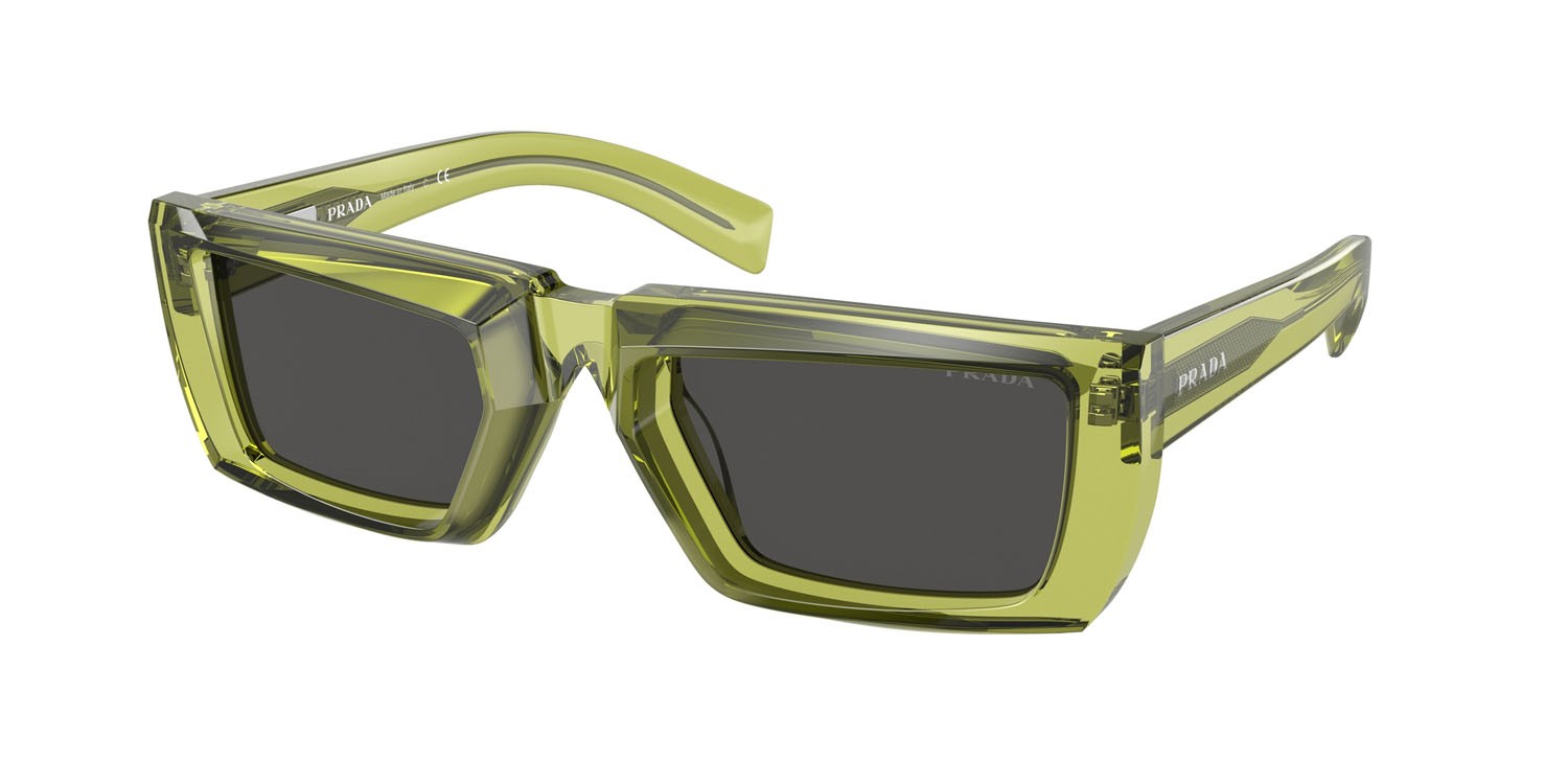 Sonnenbrillen Prada PR 24YS (19B5S0) farbe verde felce crystal form rechteckig gläser grigio scuro