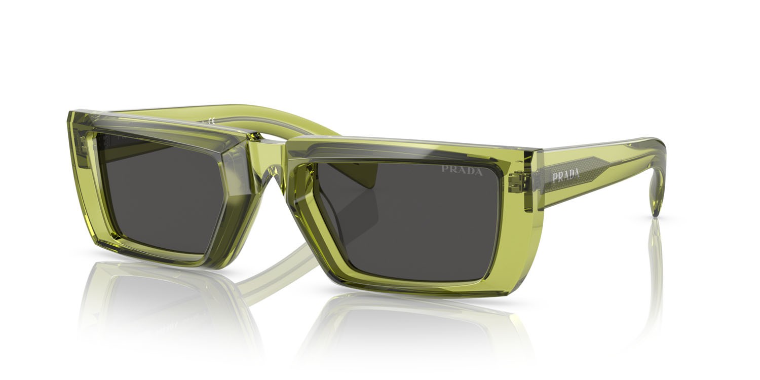 Sonnenbrillen Prada PR 24YS (19B5S0) farbe verde felce crystal form rechteckig gläser grigio scuro