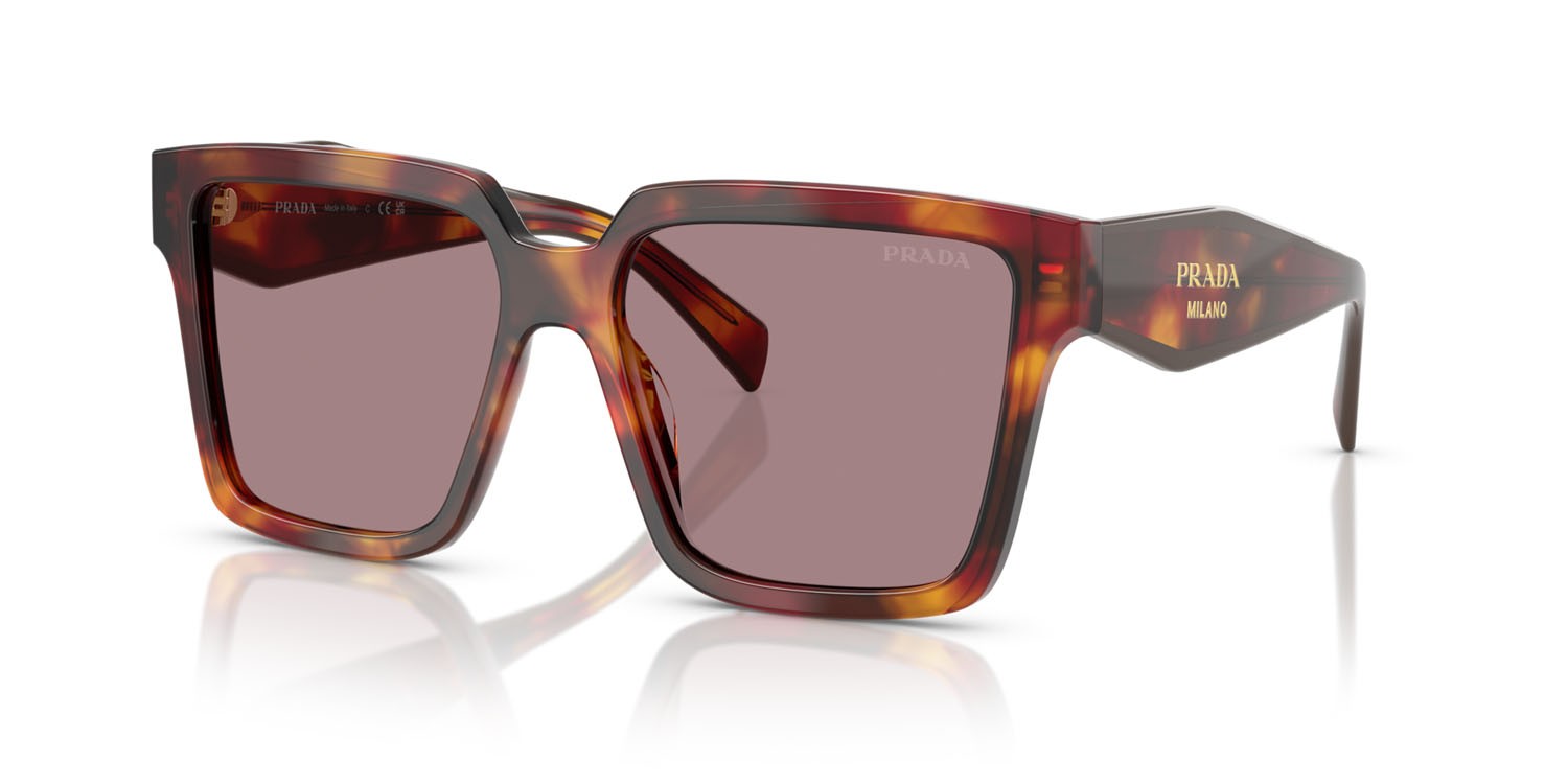 Sonnenbrillen Prada PR 24ZS (22A20I) farbe turchese poppy form quadratisch gläser viola chiaro/marrone