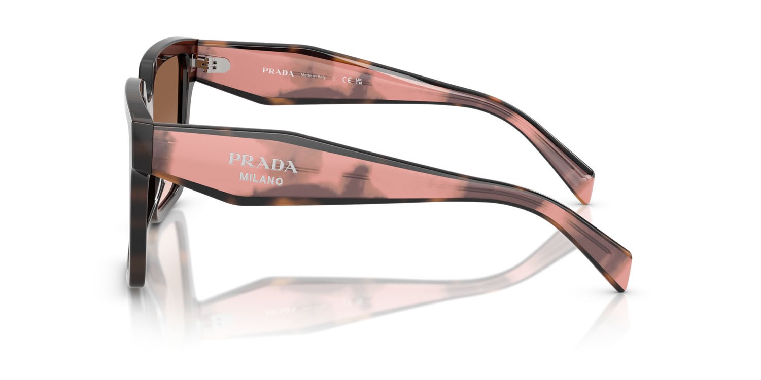 Occhiali da sole Prada PR 24ZS (23A0A6) colore malva tartarugato forma quadrato lenti marrone sfumato