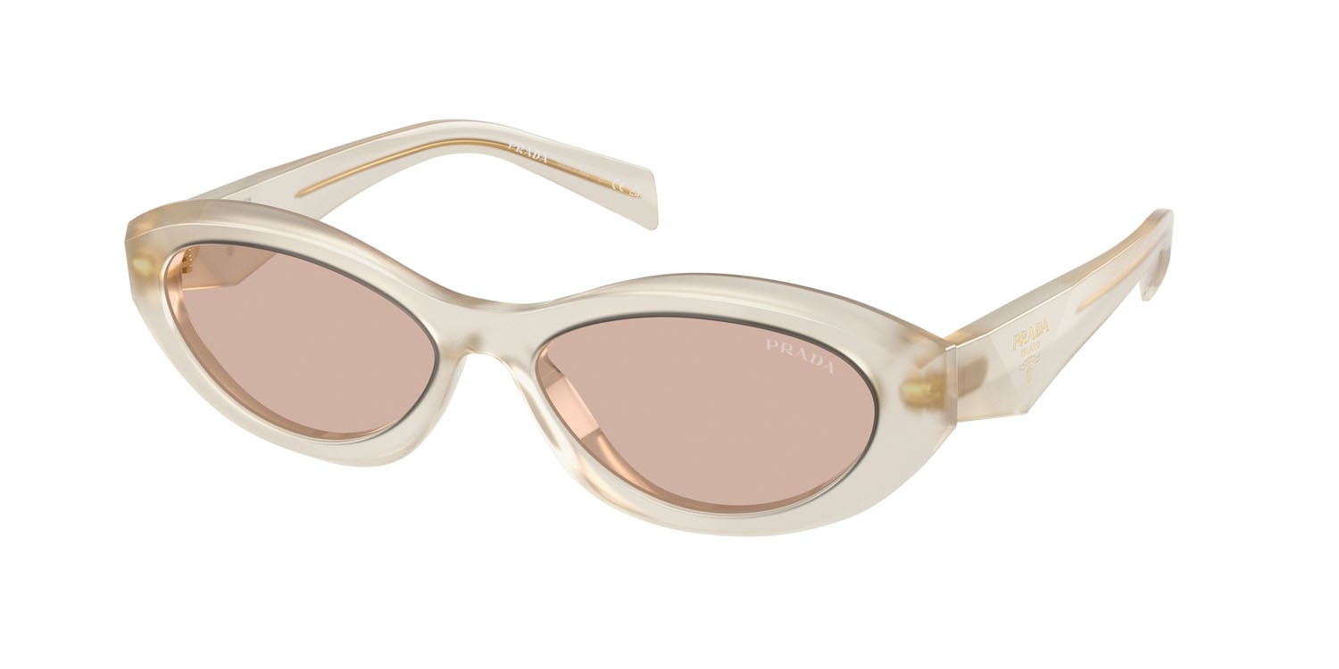 Occhiali da sole Prada PR 26ZS (12V4I2) colore latte opalino forma irregolare lenti marrone chiaro