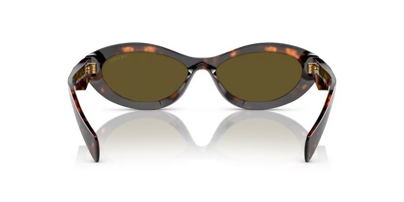 Occhiali da sole Prada PR 26ZS (14L09Z) colore verde salvia/miele tartarugato forma irregolare lenti marrone scuro