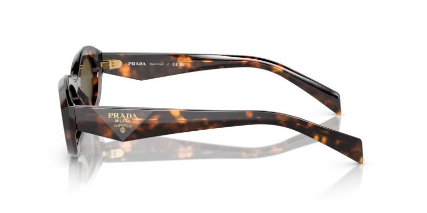 Occhiali da sole Prada PR 26ZS (14L09Z) colore verde salvia/miele tartarugato forma irregolare lenti marrone scuro