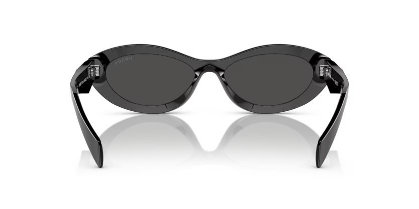 Sunglasses Prada PR 26ZS (16K08Z) color nero shape irregular lenses grigio scuro