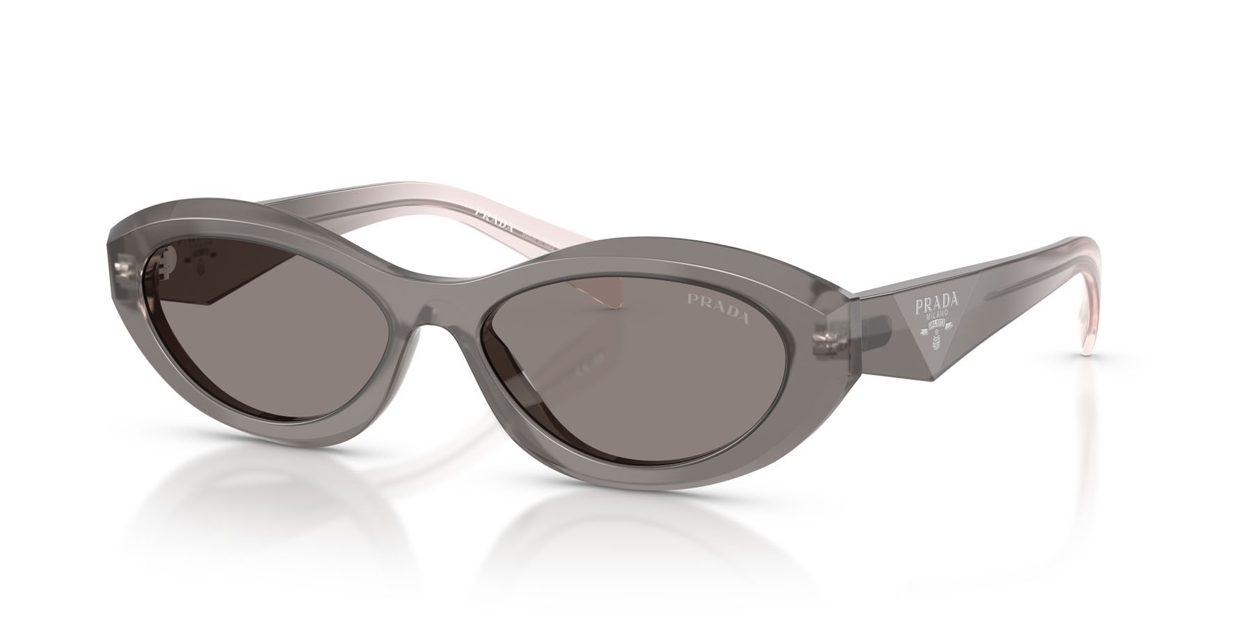 Sunglasses Prada PR 26ZS (20F80Q) color grigio shape irregular lenses grigio scuro