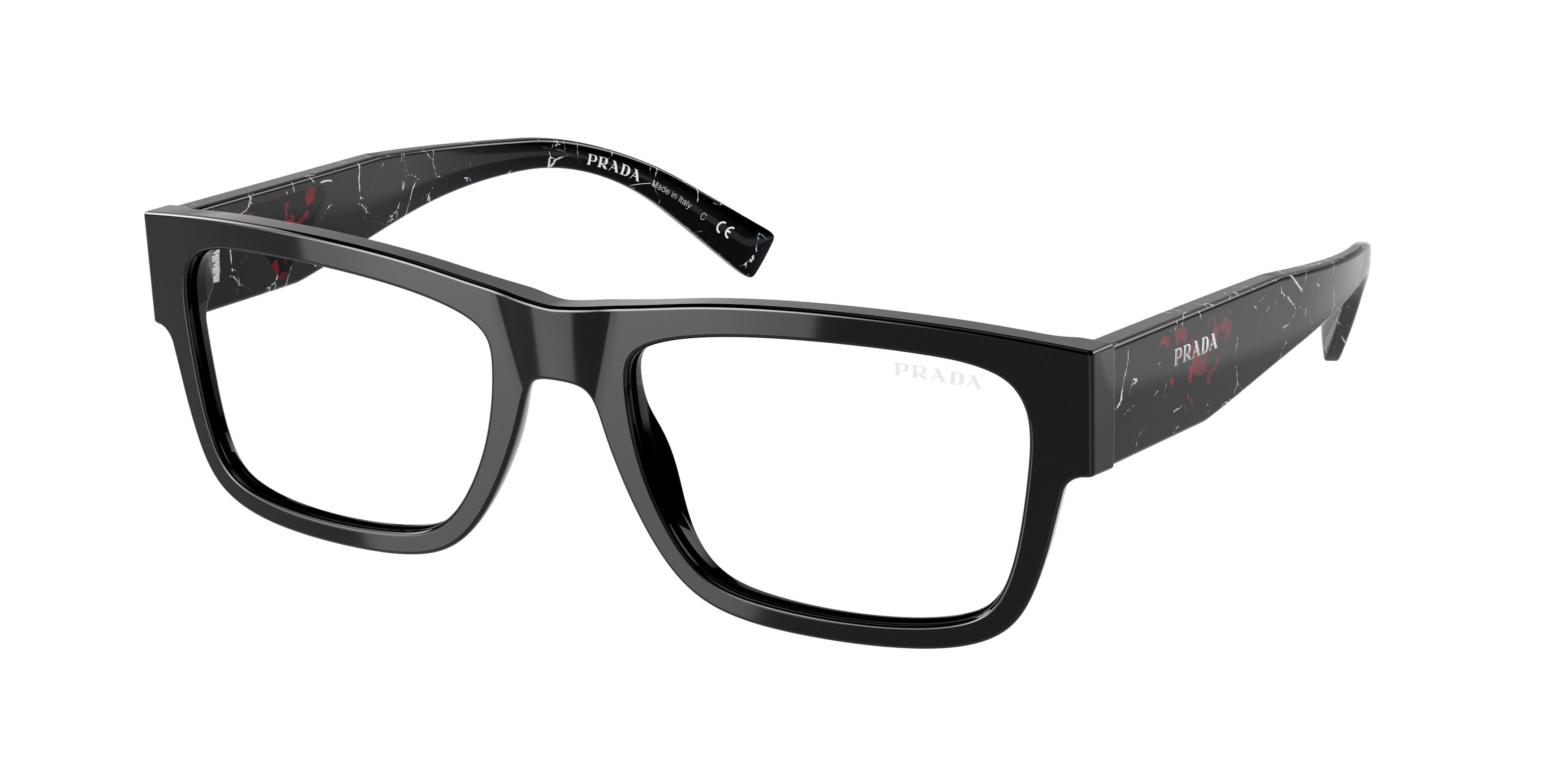 Occhiali da vista Prada PR 28YS (1AB08N) colore nero forma rettangolare lenti clear blue-violet light filter