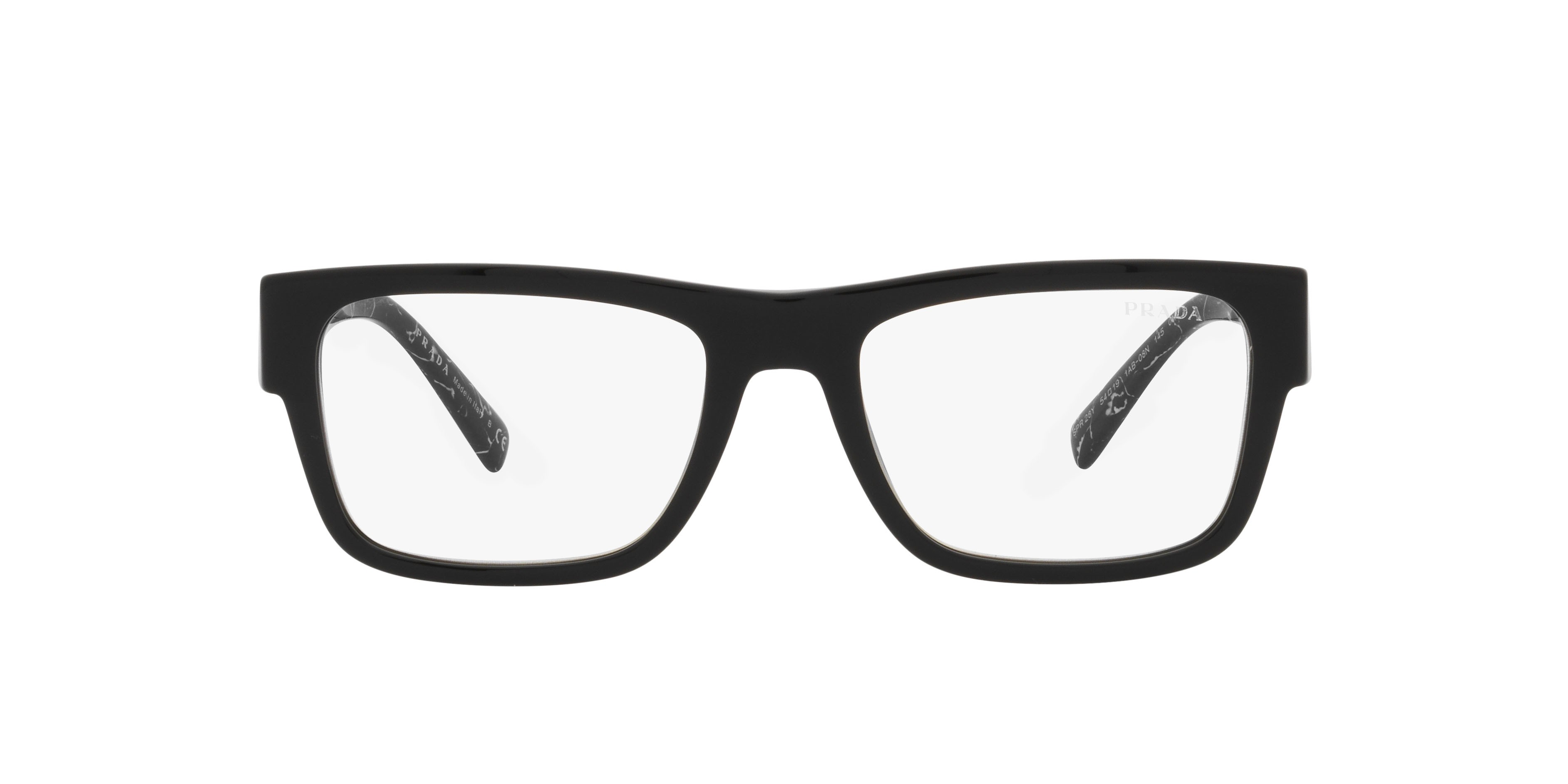 Occhiali da vista Prada PR 28YS (1AB08N) colore nero forma rettangolare lenti clear blue-violet light filter