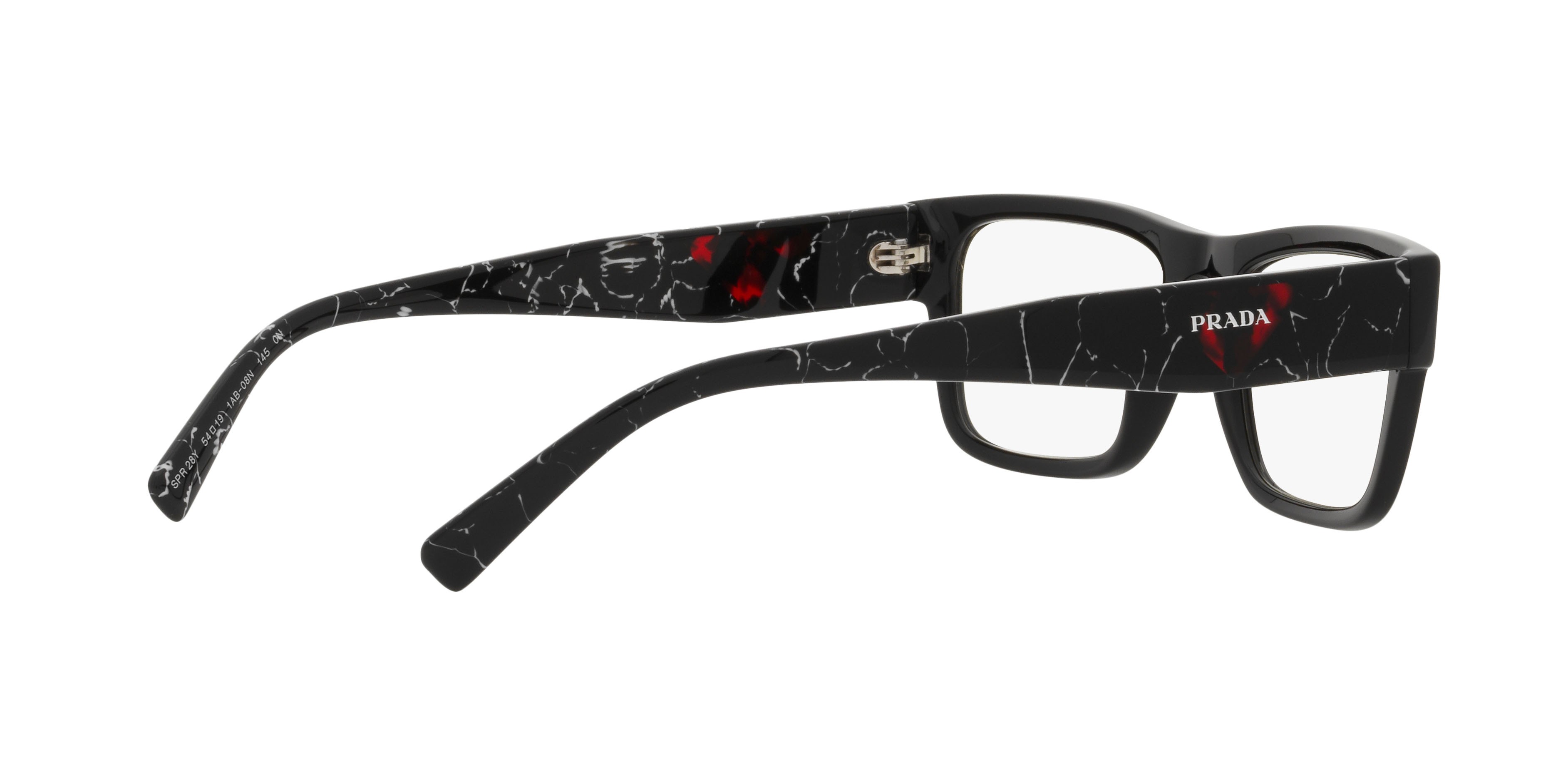Occhiali da vista Prada PR 28YS (1AB08N) colore nero forma rettangolare lenti clear blue-violet light filter