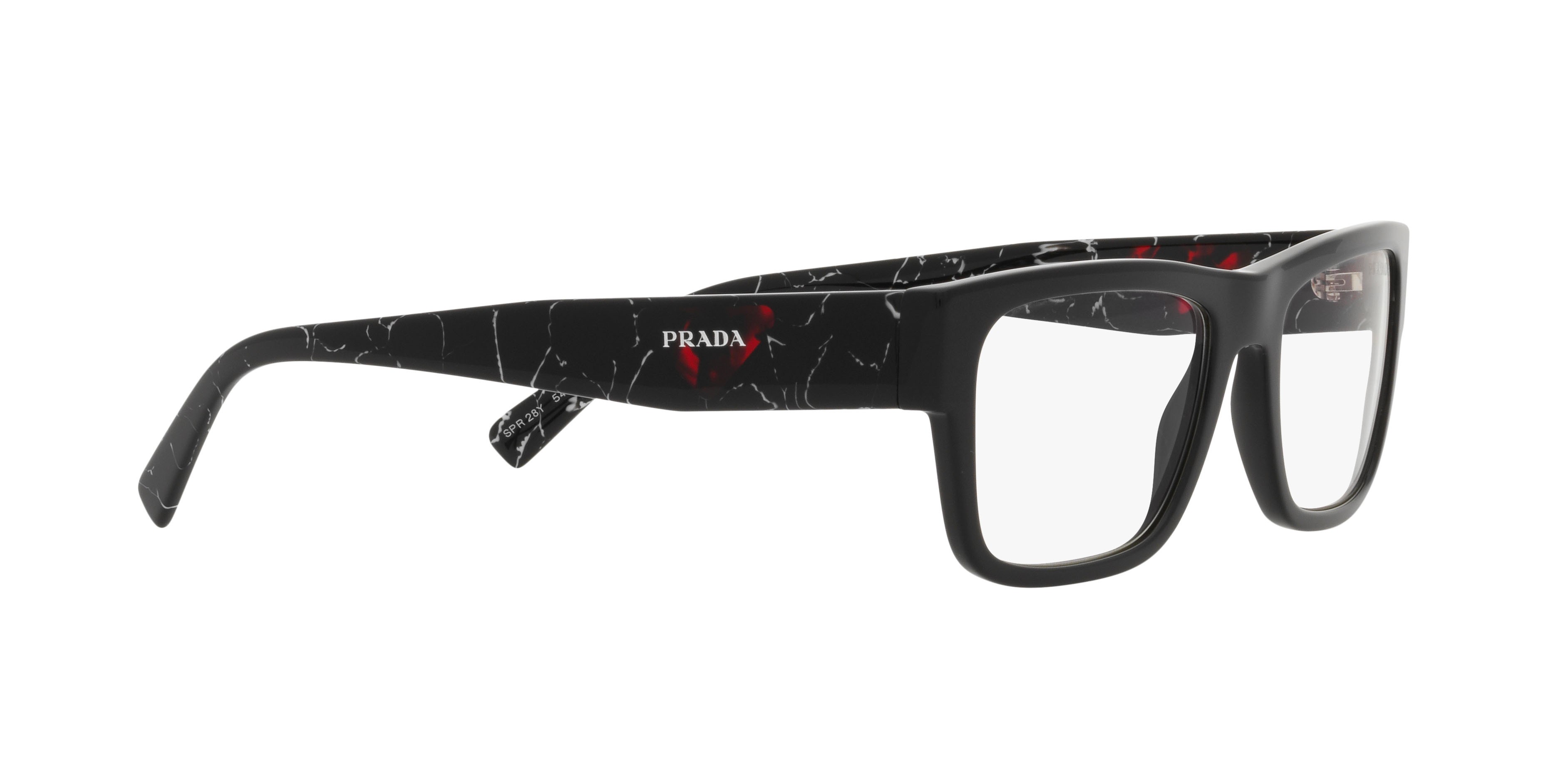 Occhiali da vista Prada PR 28YS (1AB08N) colore nero forma rettangolare lenti clear blue-violet light filter