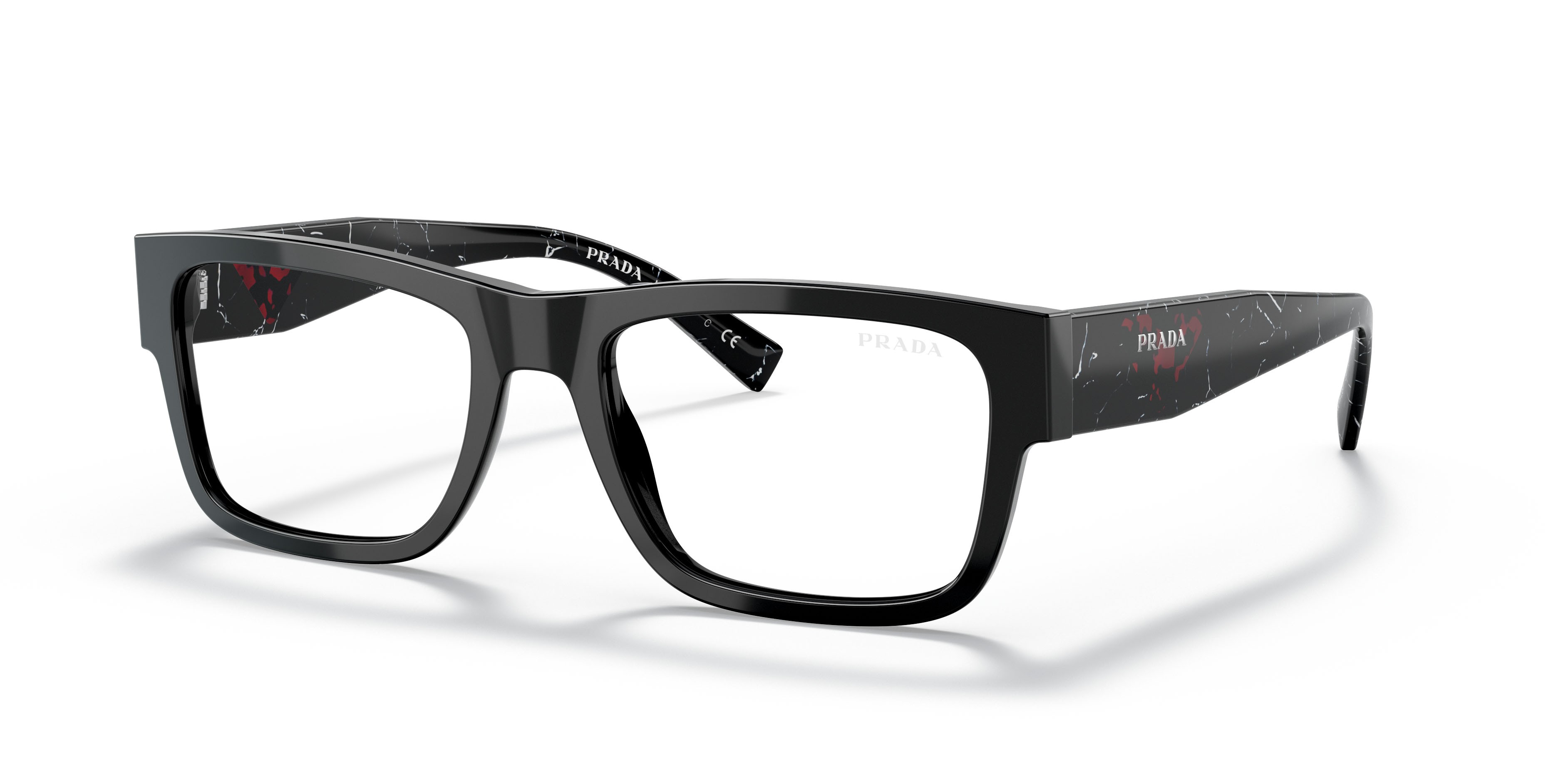 Occhiali da vista Prada PR 28YS (1AB08N) colore nero forma rettangolare lenti clear blue-violet light filter