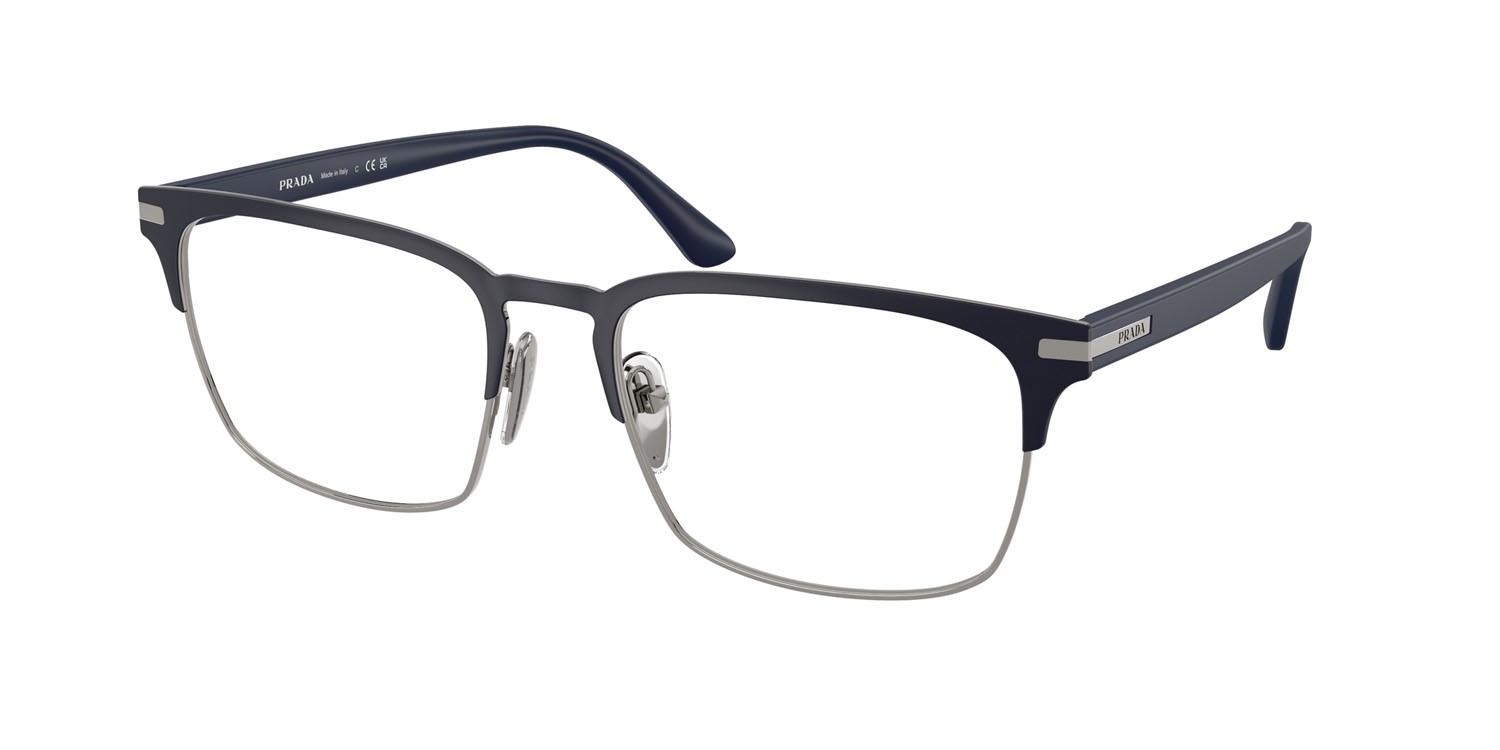 Eyeglasses Prada PR 58ZV (02N1O1) color baltic opaco/gunmetal shape rectangle lenses lente demo