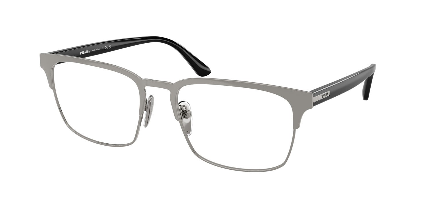 Eyeglasses Prada PR 58ZV (5AV1O1) color gunmetal shape rectangle lenses lente demo