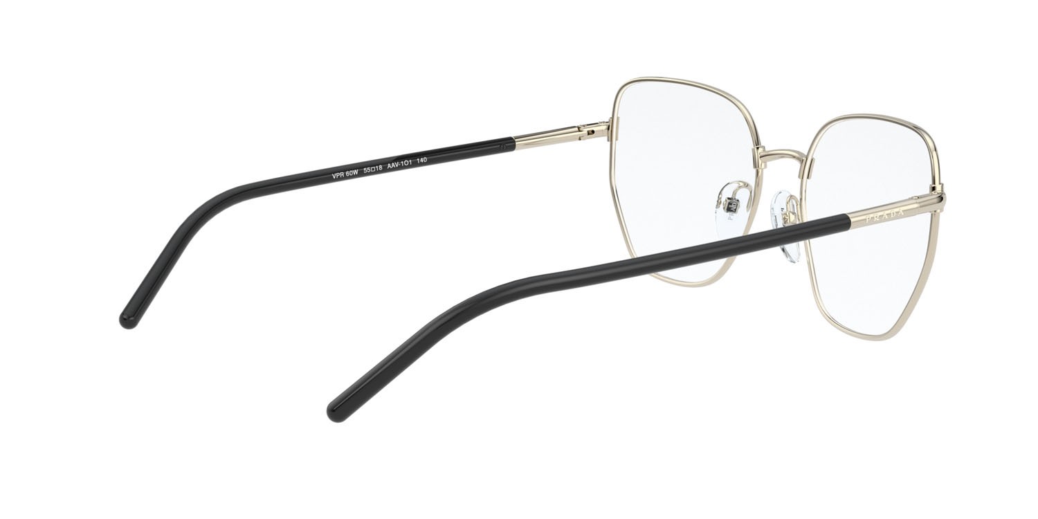 Brillen Prada PR 60WV (AAV1O1) farbe nero/oro pallido form unregelmäßig gläser lente demo
