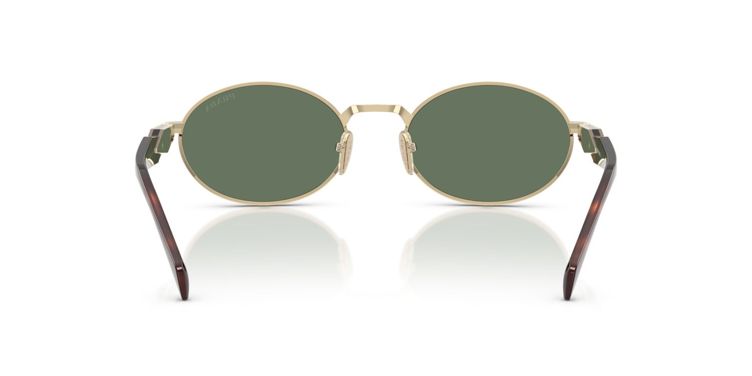 Sunglasses Prada PR 65ZS (ZVN70L) color oro pallido shape oval lenses verde scuro