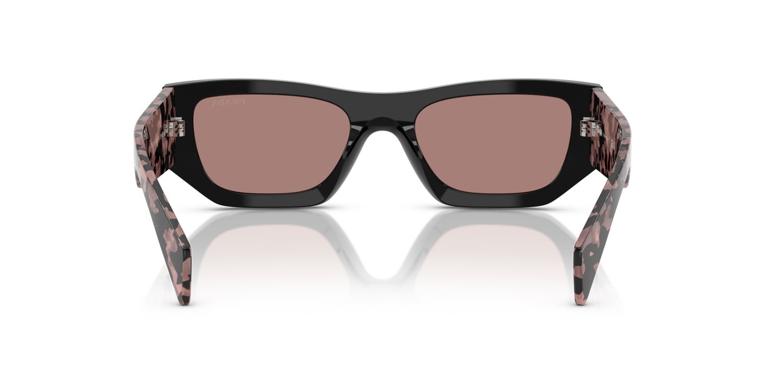 Sunglasses Prada PR A01S (13P60B) color nero shape square lenses marrone chiaro