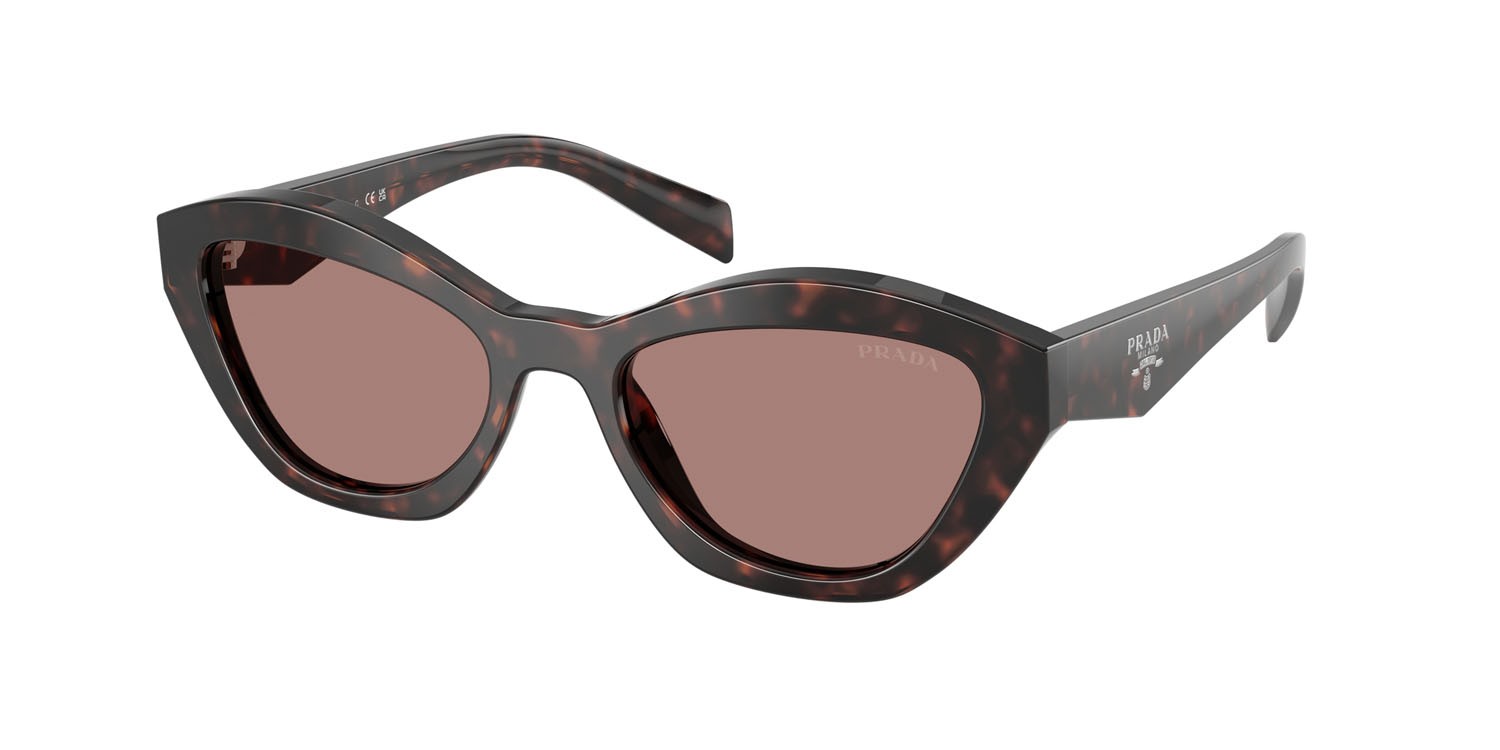 Sunglasses Prada PR A02S (17N60B) color root tartarugato shape butterfly lenses marrone chiaro