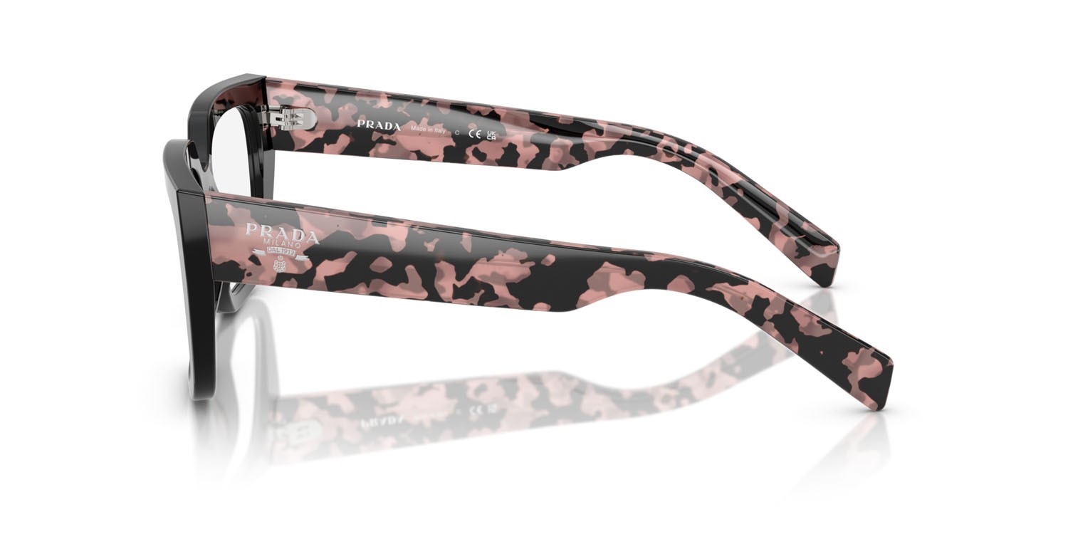 Eyeglasses Prada PR A03V (13P1O1) color nero shape irregular lenses lente demo