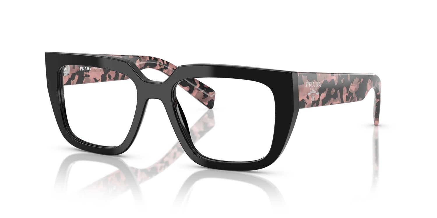 Eyeglasses Prada PR A03V (13P1O1) color nero shape irregular lenses lente demo