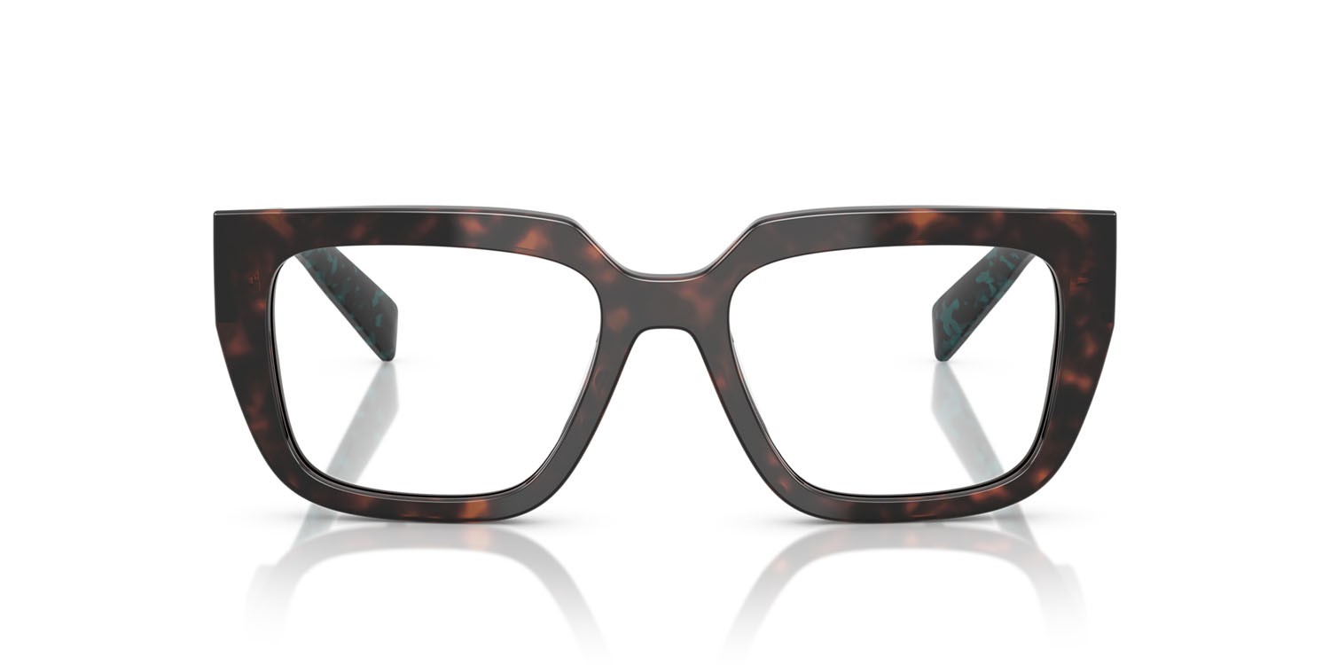Eyeglasses Prada PR A03V (18Z1O1) color root tartarugato shape irregular lenses lente demo