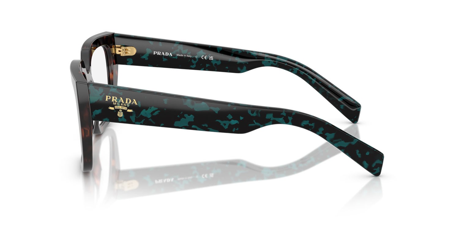 Eyeglasses Prada PR A03V (18Z1O1) color root tartarugato shape irregular lenses lente demo