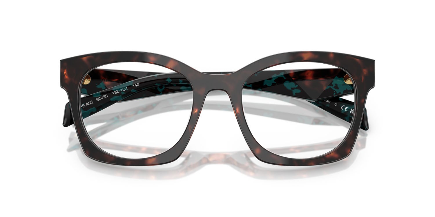 Eyeglasses Prada PR A05V (18Z1O1) color root tartarugato shape irregular lenses lente demo