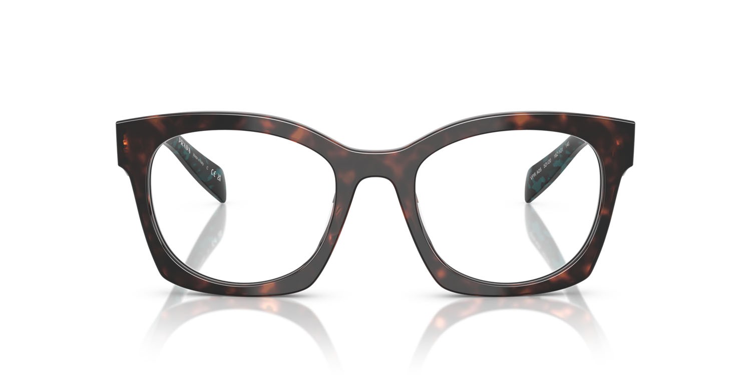 Eyeglasses Prada PR A05V (18Z1O1) color root tartarugato shape irregular lenses lente demo