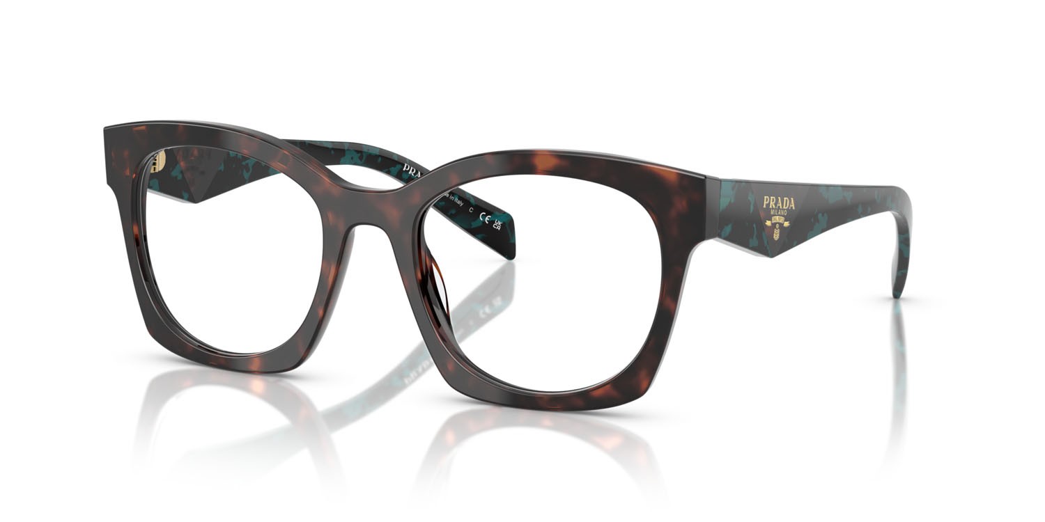 Eyeglasses Prada PR A05V (18Z1O1) color root tartarugato shape irregular lenses lente demo