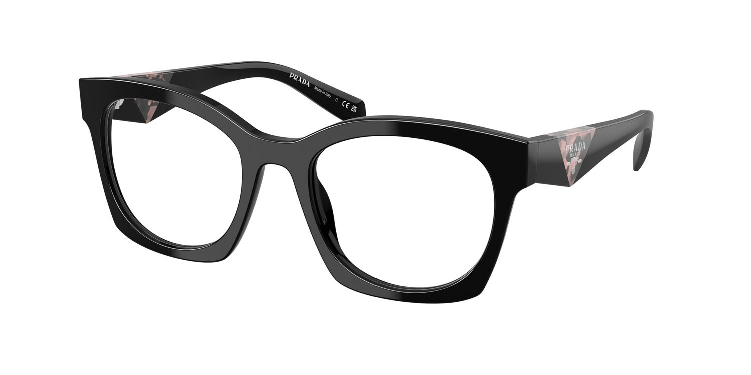 Eyeglasses Prada PR A05V (27A1O1) color nero shape irregular lenses lente demo