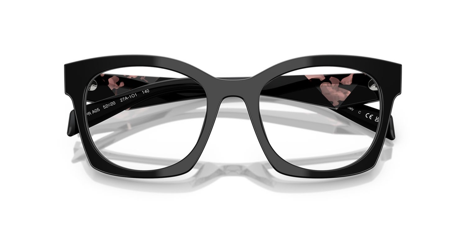 Eyeglasses Prada PR A05V (27A1O1) color nero shape irregular lenses lente demo
