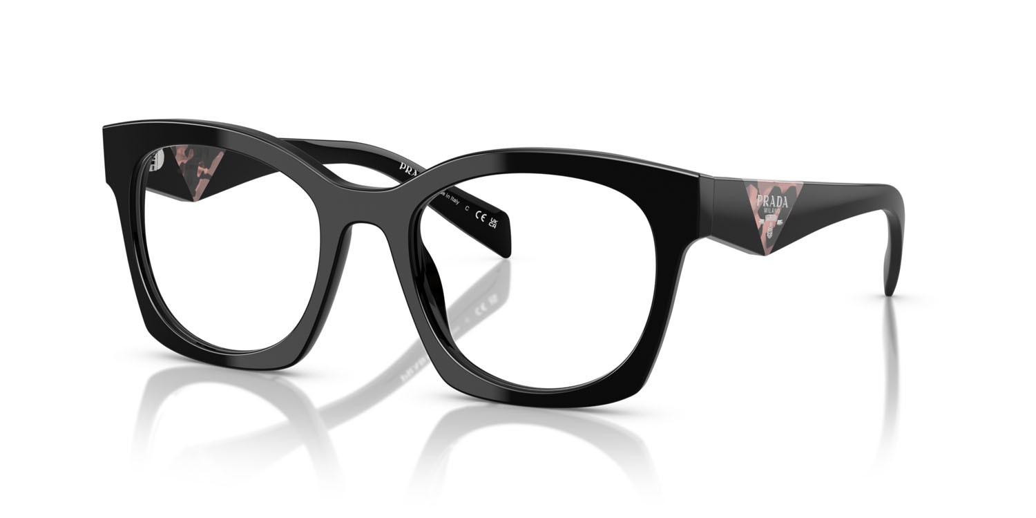 Eyeglasses Prada PR A05V (27A1O1) color nero shape irregular lenses lente demo