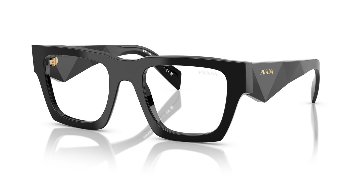 Occhiali da sole Prada PR A06S (16K08N) colore nero forma quadrato lenti trasparente con filtro anti luce blu