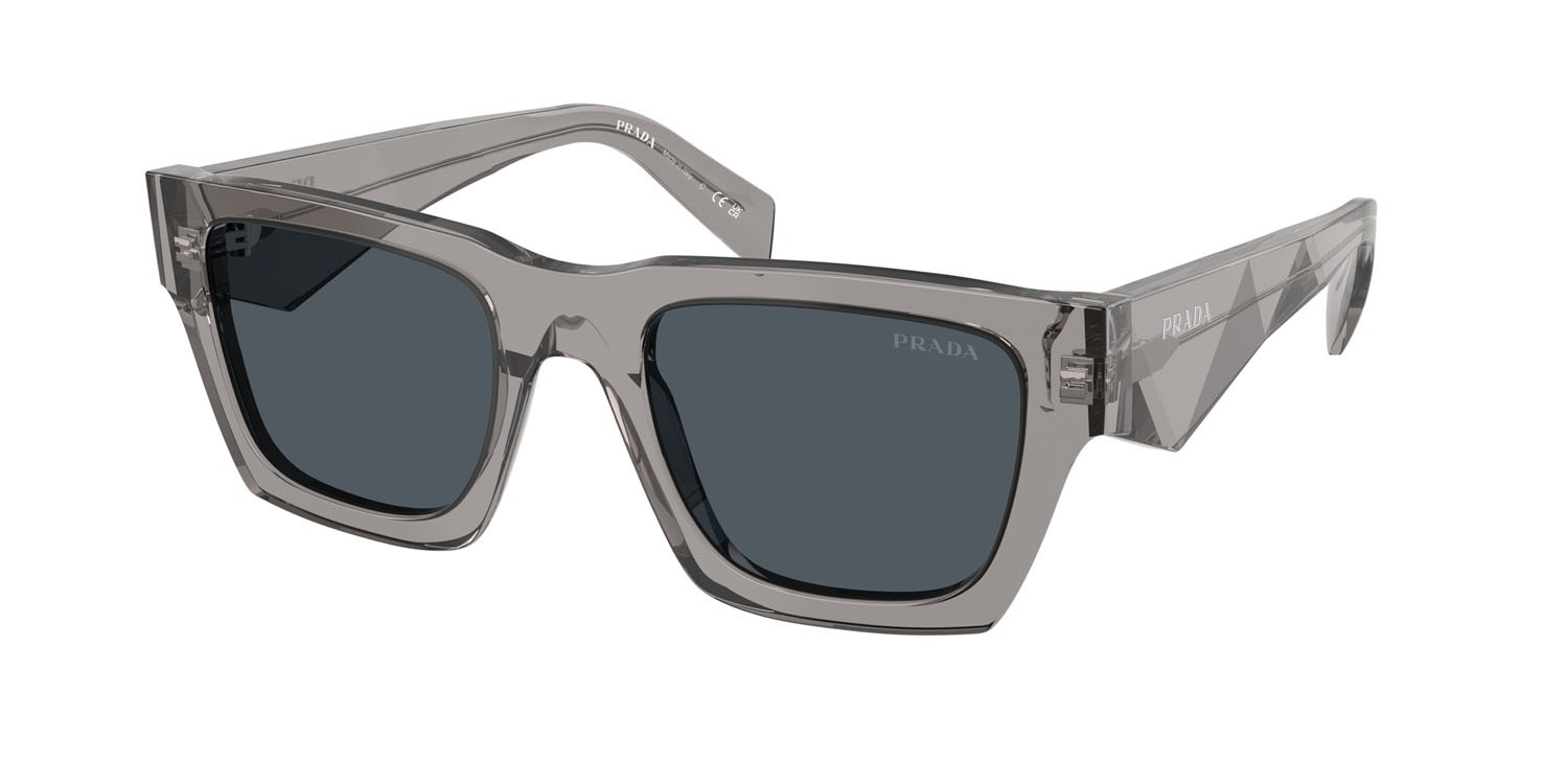 Occhiali da sole Prada PR A06S (16Z70B) colore grigio scuro trasparente forma quadrato lenti grigio scuro