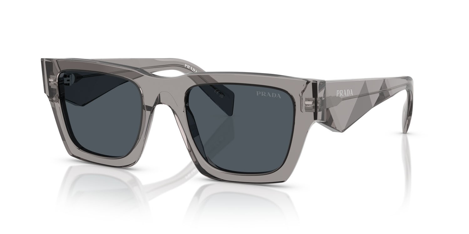 Occhiali da sole Prada PR A06S (16Z70B) colore grigio scuro trasparente forma quadrato lenti grigio scuro