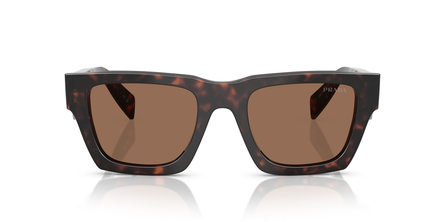 Occhiali da sole Prada PR A06S (17N06B) colore root tartarugato forma quadrato lenti marrone scuro