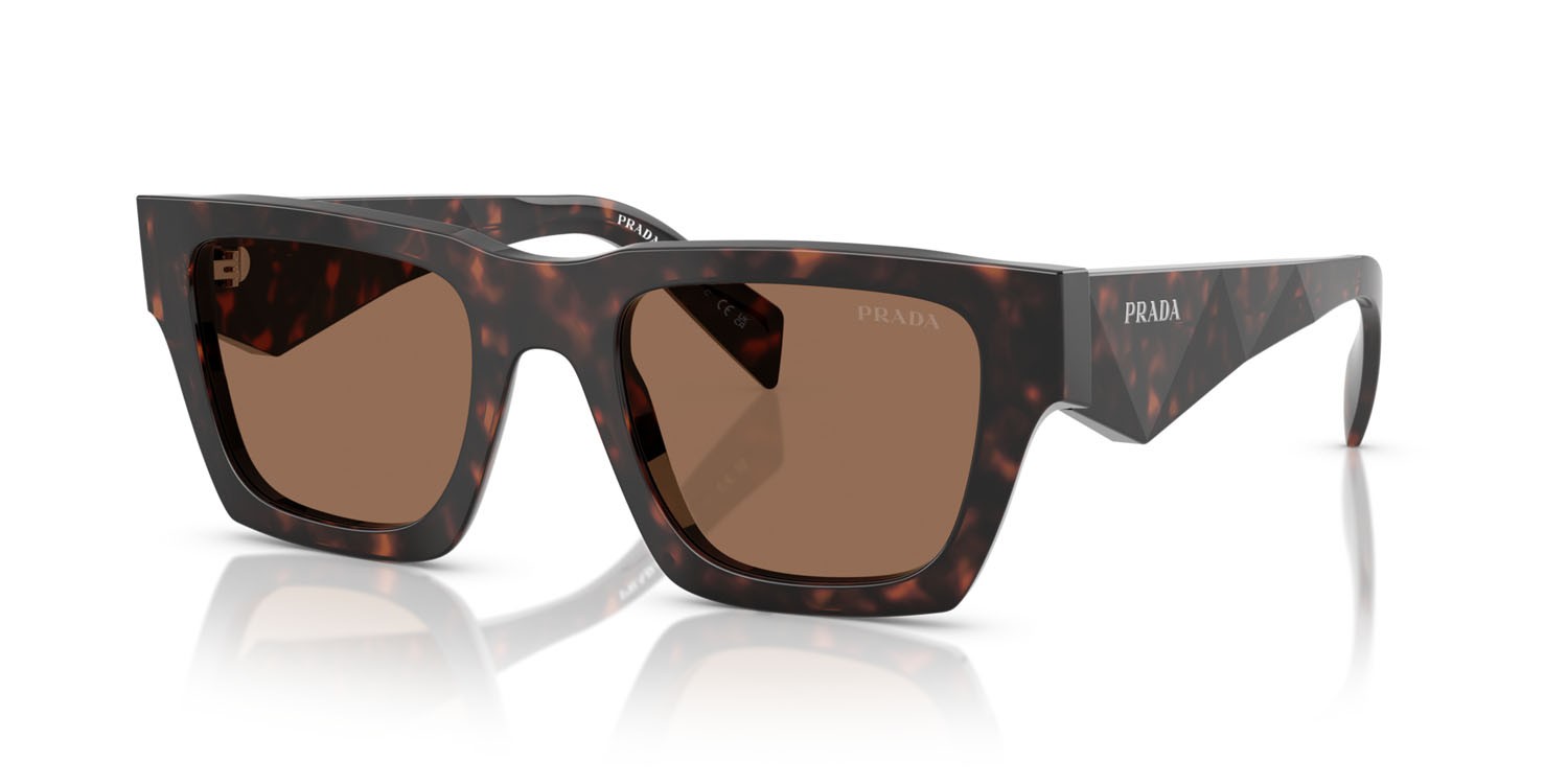 Occhiali da sole Prada PR A06S (17N06B) colore root tartarugato forma quadrato lenti marrone scuro
