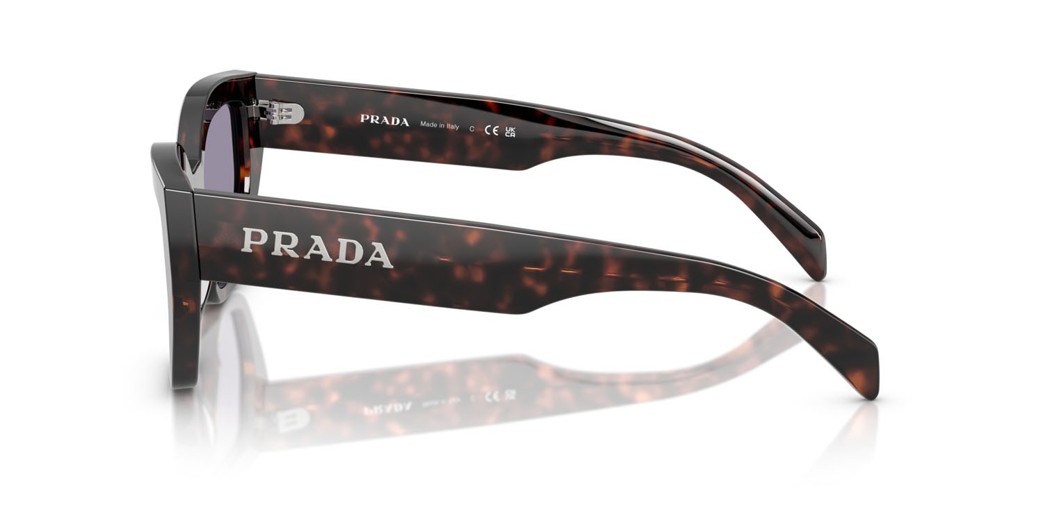 Sunglasses Prada PR A09S (17N03N) color root tartarugato shape butterfly lenses grigio