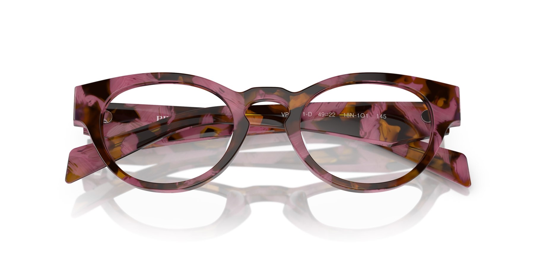 Eyeglasses Prada PR A11VD (18N1O1) color begonia cognac tartarugato shape oval lenses lente demo