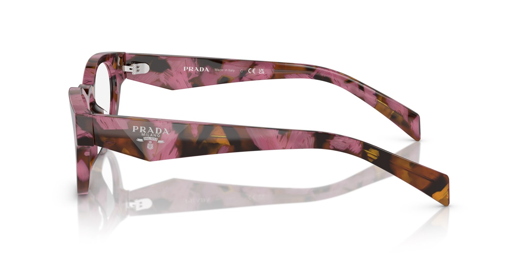 Eyeglasses Prada PR A11VD (18N1O1) color begonia cognac tartarugato shape oval lenses lente demo