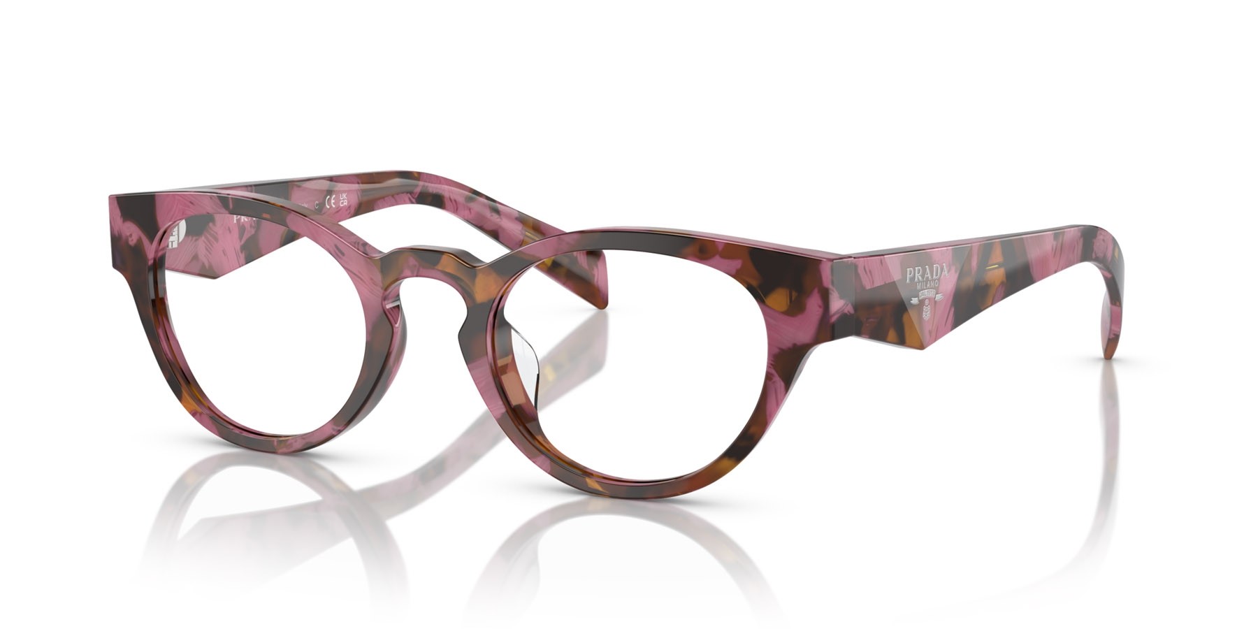 Eyeglasses Prada PR A11VD (18N1O1) color begonia cognac tartarugato shape oval lenses lente demo