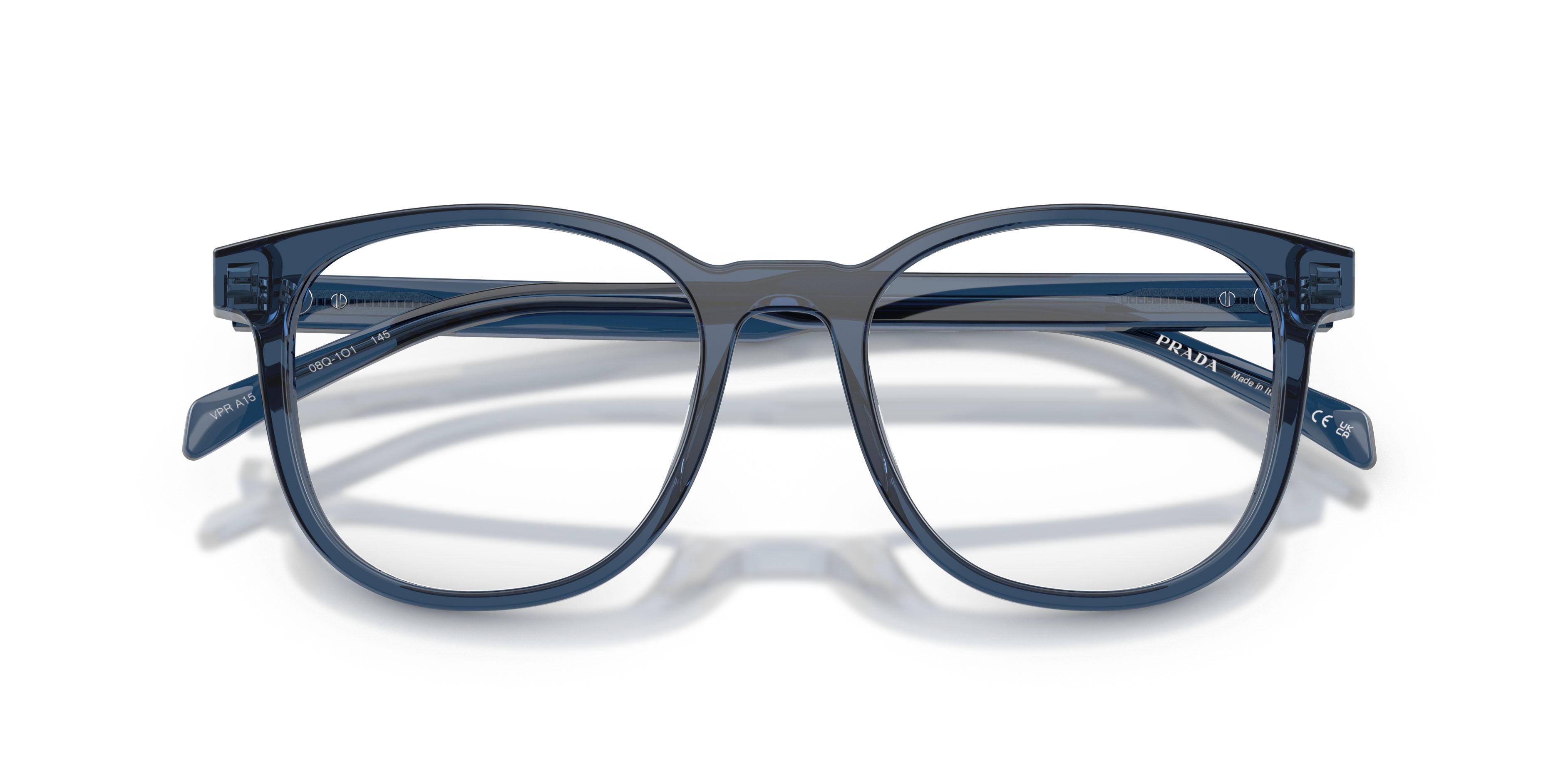 Eyeglasses Prada PR A15V (08Q1O1) color cristallo blu shape pantos lenses lente demo