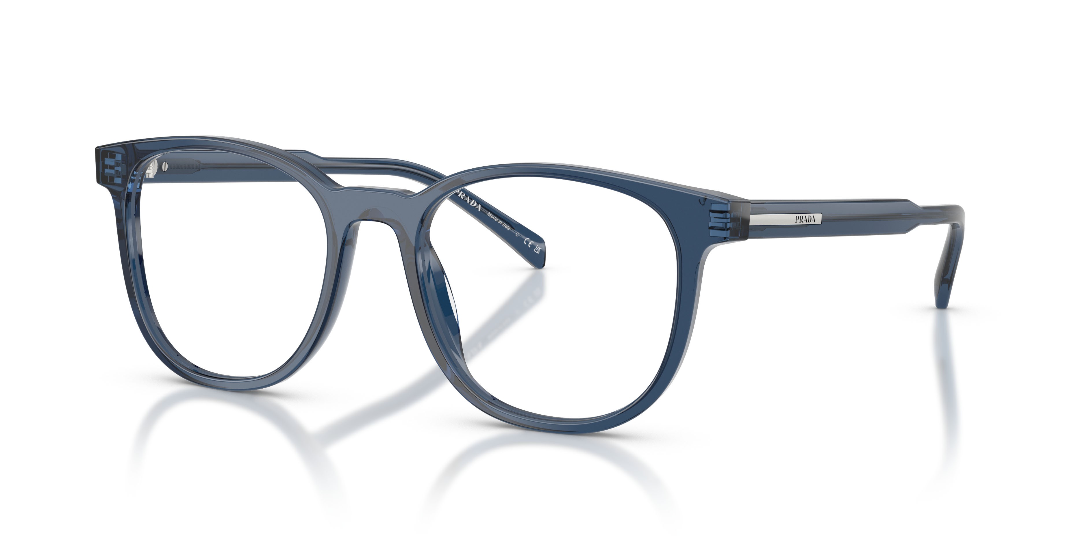 Eyeglasses Prada PR A15V (08Q1O1) color cristallo blu shape pantos lenses lente demo