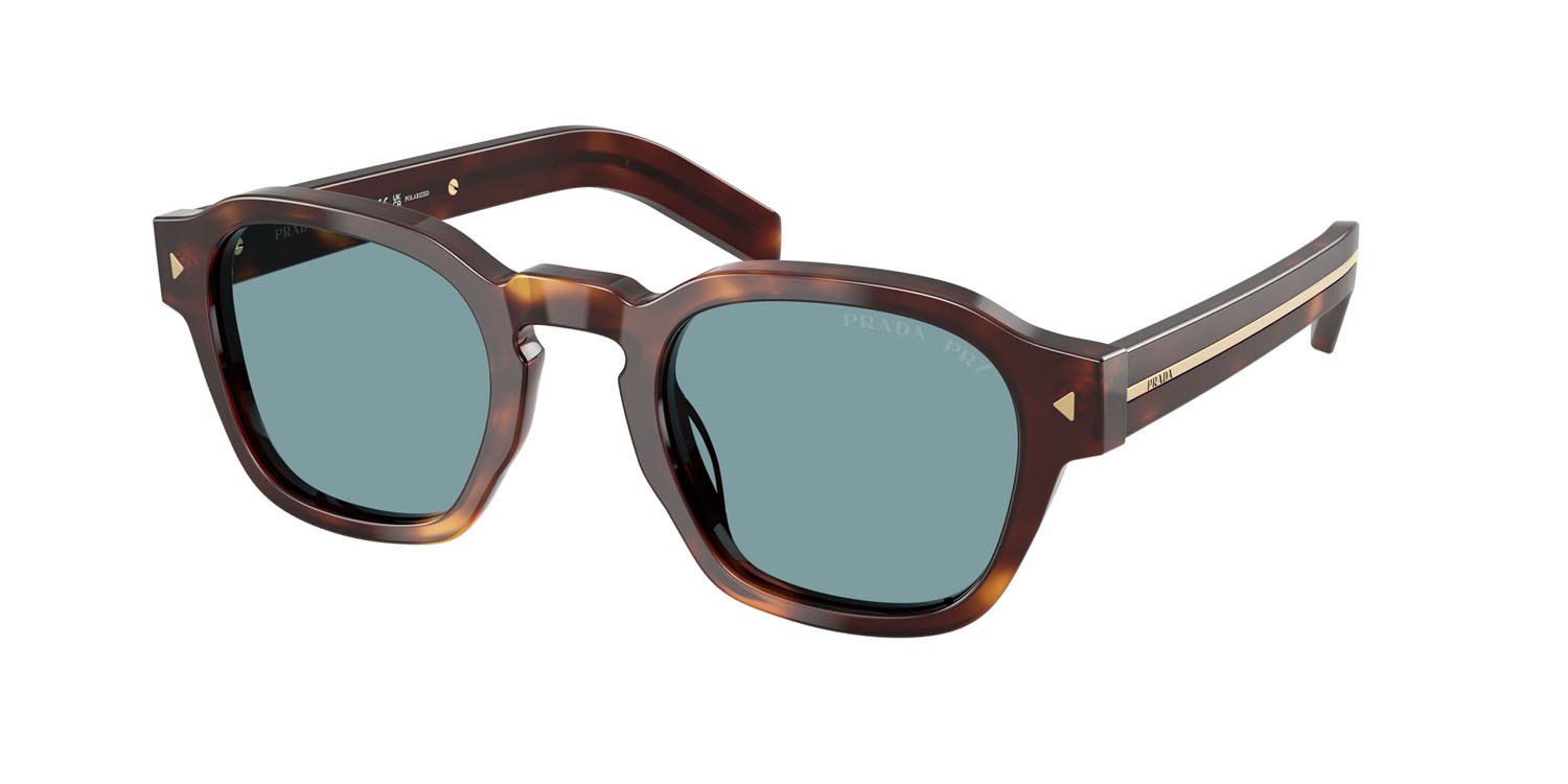 Occhiali da sole Prada PR A16S (15W04D) colore tartarugato classico forma pantos lenti polar verde