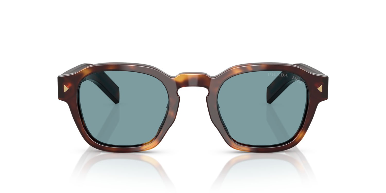 Occhiali da sole Prada PR A16S (15W04D) colore tartarugato classico forma pantos lenti polar verde