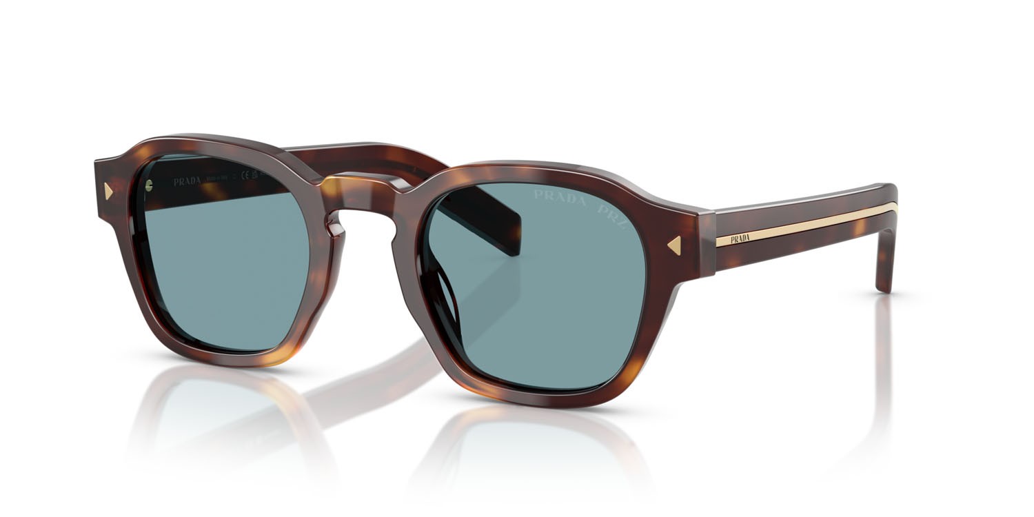 Occhiali da sole Prada PR A16S (15W04D) colore tartarugato classico forma pantos lenti polar verde
