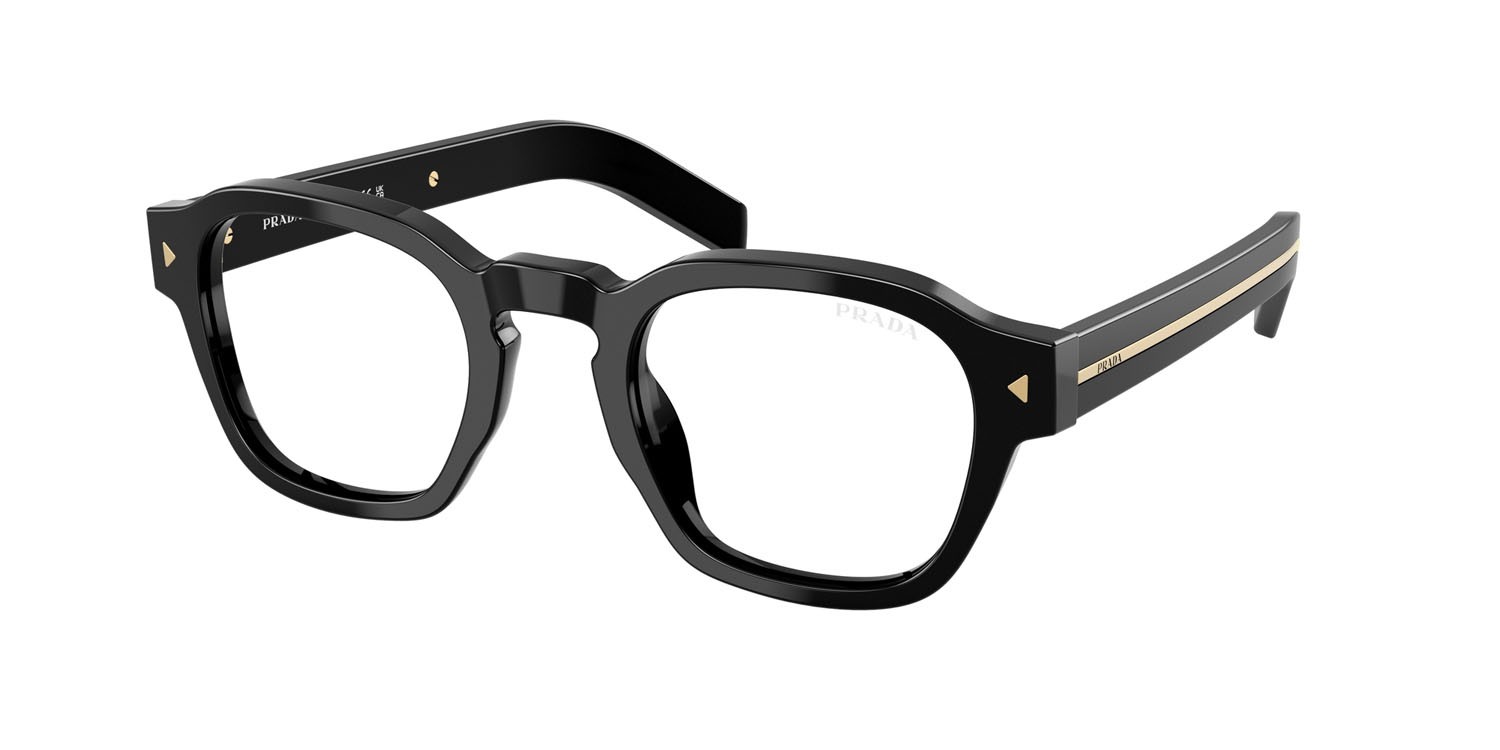 Occhiali da sole Prada PR A16S (16K60K) colore nero forma pantos lenti trasparente con filtro anti luce blu
